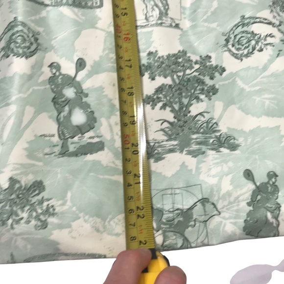 Green Cream Slip Dress – Spaghetti Strap Vintage Scenic Toile Print Sundress - Picture 6 of 8